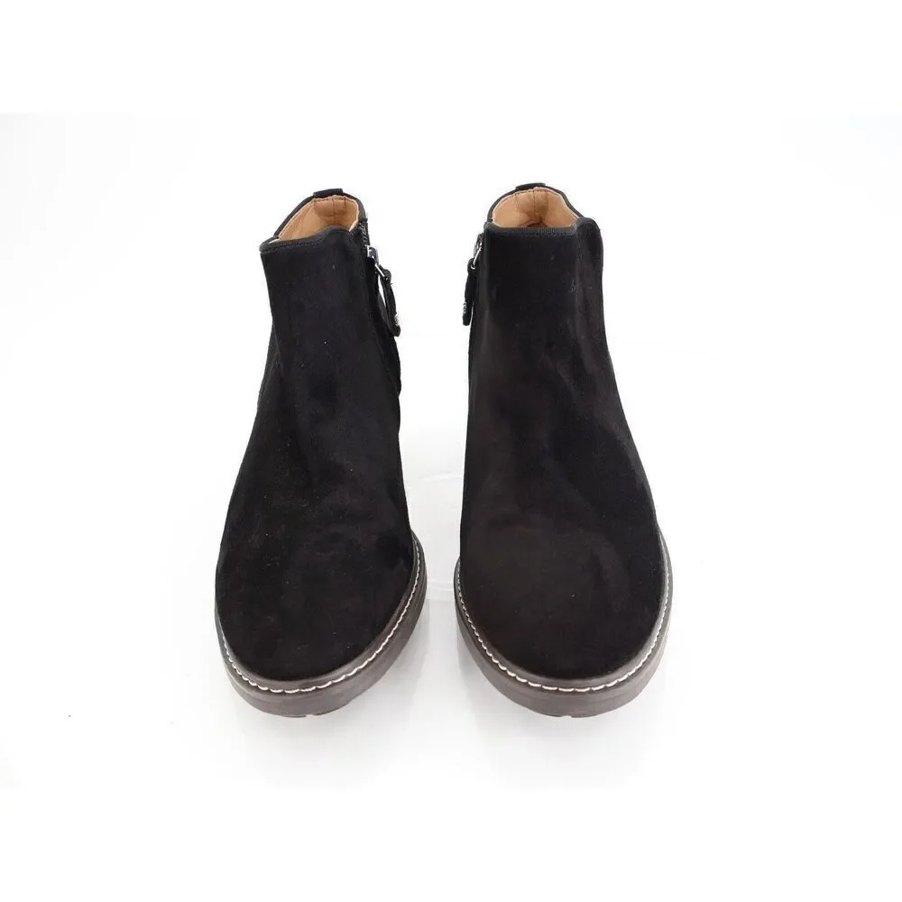 Sam Edelman Womens Pryce Ankle Boots Black Suede Block Heel Zip Up Size 8M
